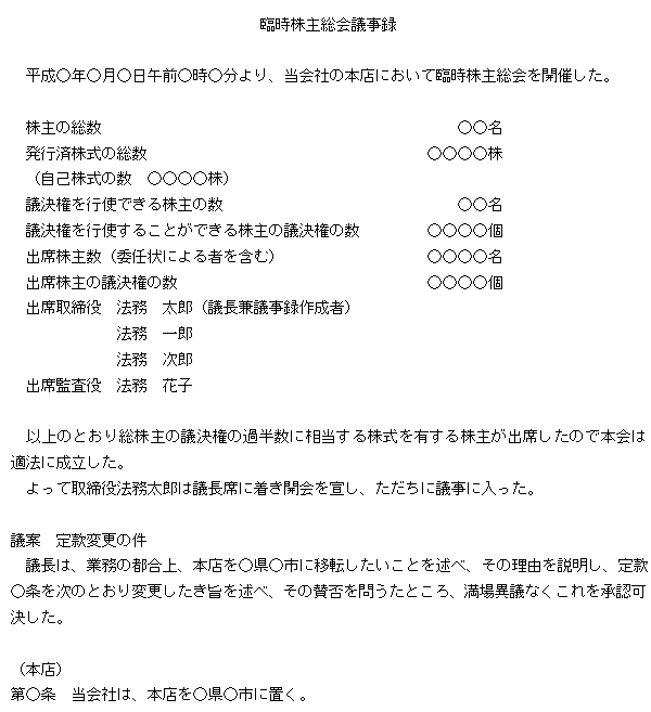 登記 定款 変更