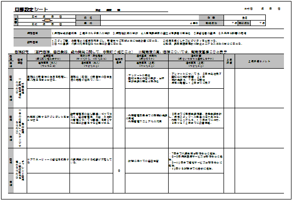 記入 例 目標 個人 管理 シート